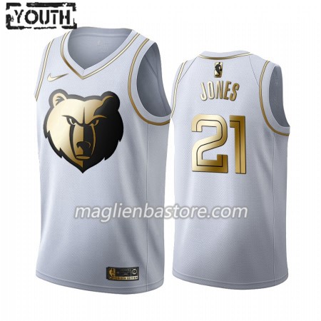 Maglia NBA Memphis Grizzlies Tyus Jones 21 Nike 2019-20 Bianco Golden Edition Swingman - Bambino